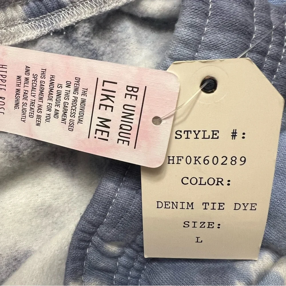Hippie Rose sweatpants blue & white tie dye large NWT - Picture 4 of 5